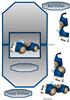 Blue car over the edge with step by step and sent