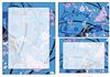 Floral swirls in blue stationery sheet