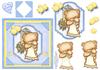 CHRISTENING BEAR BOY & ROSES Topper & Decoupage