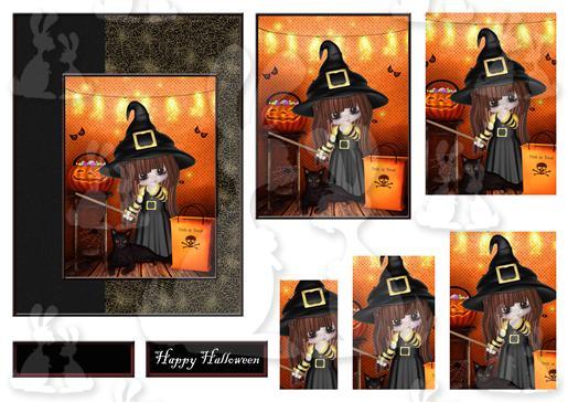 Halloween Girl with Treats Pyramid