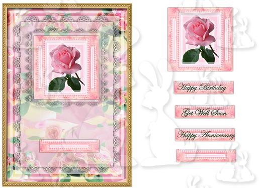 A5 card (Pink Rose No 2)
