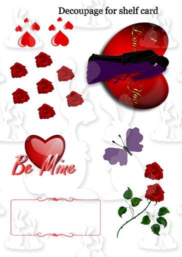 Valentine Shelf Card Decoupage