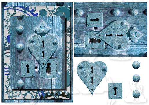 Steampunk Locks and Cogs Blue
