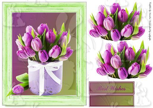 Tulips in shabby chic frame