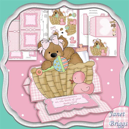 BABY GIRL BEAR IN BASKET Easel Kit SHEET 4