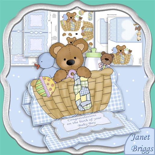 BABY BOY BEAR IN BASKET Easel Kit sheet 1