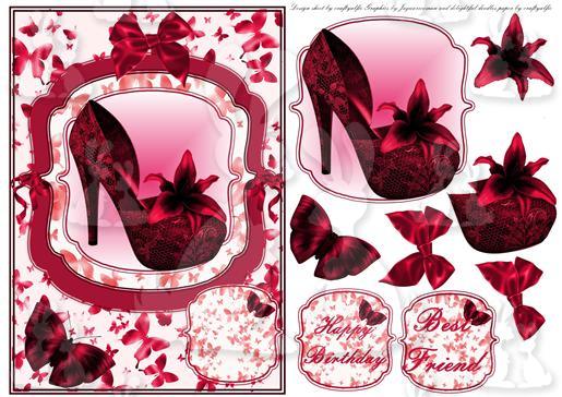 cerise lace shoes and butterflies