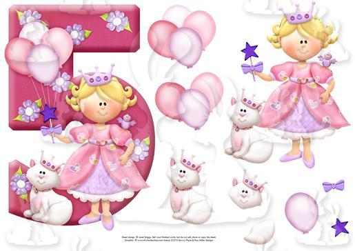 AGE 5 PRINCESS Shape Card Sheet 2 of 2