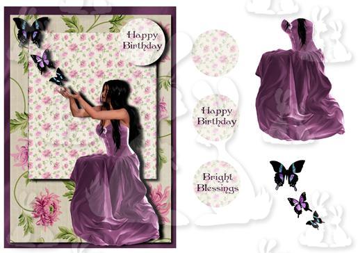 Lady Butterfly A5 + decoupage & sents