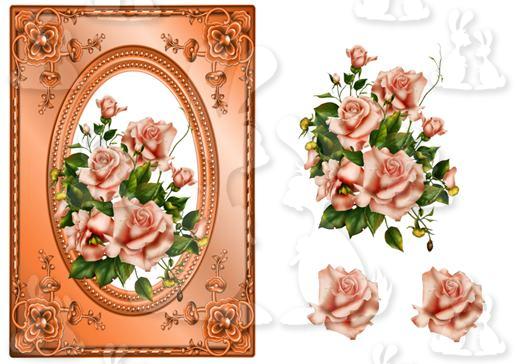 Copper & Peach Roses + decoupage