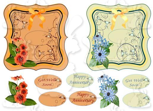 2 Square Toppers (Floral  No 2a)