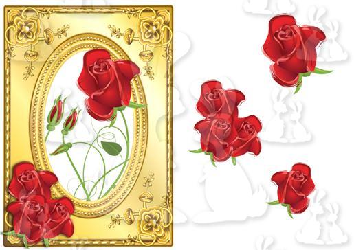 Gold & Red Roses A5 + decoupage