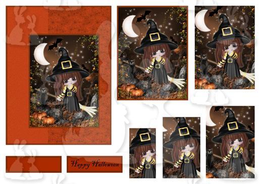 Halloween Girl and Cat Pyramid