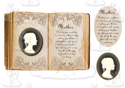 Mother Cameo Open Book Verse Topper