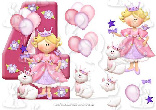 AGE 4 PRINCESS Shape card sheet 2 of 2
