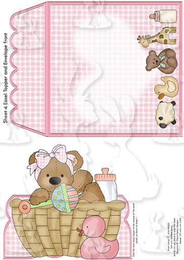 BABY GIRL BEAR IN BASKET Easel Kit SHEET 4