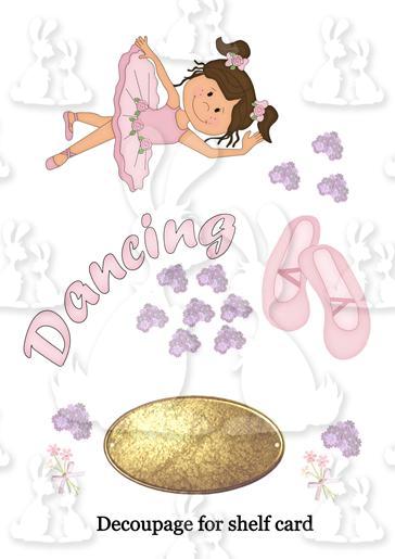 Decoupage for ballet dancing shelf card