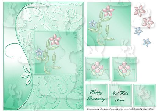 Pastel green flower card front