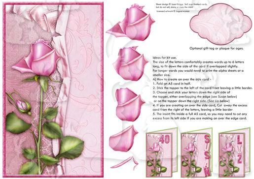 PINK ROSE Over the Side Word Kit sheet 1
