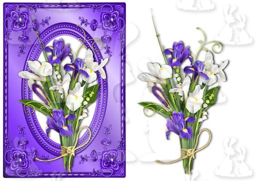 Purple & White Irises + decoupage