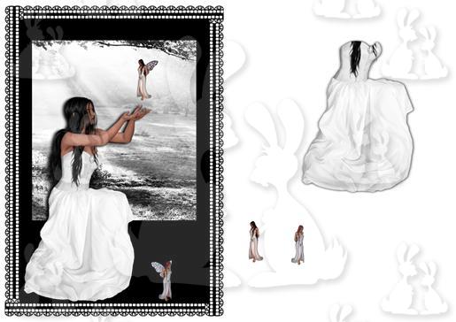 Monochrome Fairy Friend + decoupage