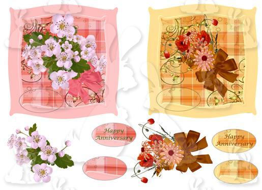 2 Square Toppers (Floral 1a)