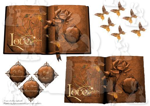 Love open book topper in browns