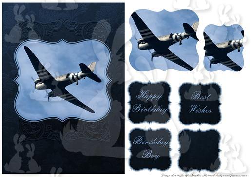 plane in blue card front