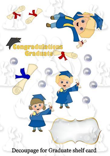 Graduation shelf card decoupage