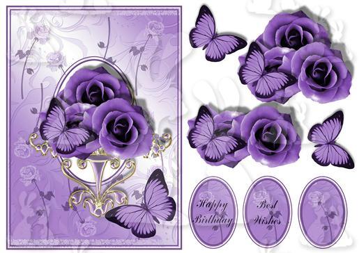 purple rose and butterfly