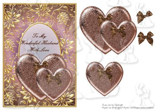 Husband gilded gold heart card