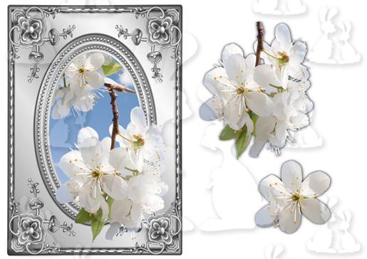 Silver Frame Blossom A5 + decoupage