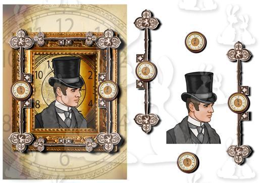 Steampunk Keys Frame A5 + decoupage