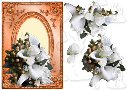 Copper & White Flowers A5 + decoupage