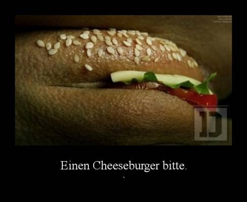 Einen Cheeseburger bitte.