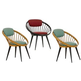 Set 3 Round Lounge Chairs, Yngve Ekstrom - Deesup