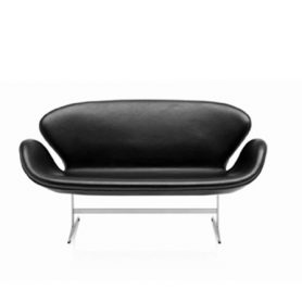 Swan sofa pelle nera, Fritz Hansen