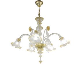 Gold glass chandelier (5 lights), Masi - Deesup