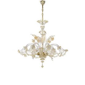 Gold glass chandelier (6 lights), Masi - Deesup