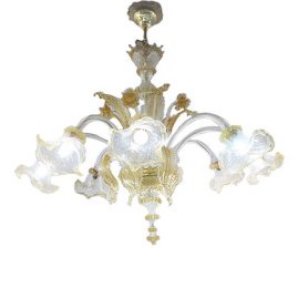 Gold glass chandelier (8 lights), Masi - Deesup