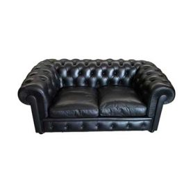 Black leather Chester Sofa, Poltrona Frau - Deesup