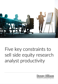 Five key constraints to sell side equity research analyst productivity