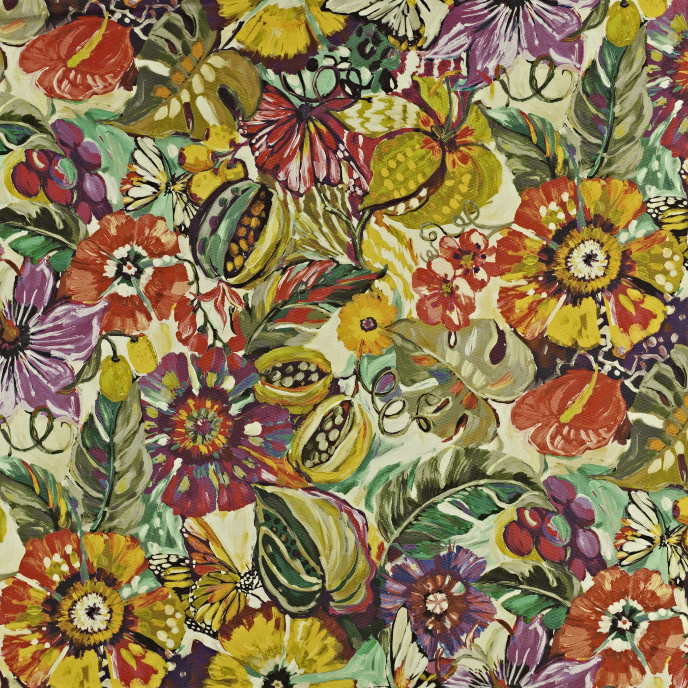 Tropical Garden Passion Fruit fabric Mardi Gras Prestigious Textiles