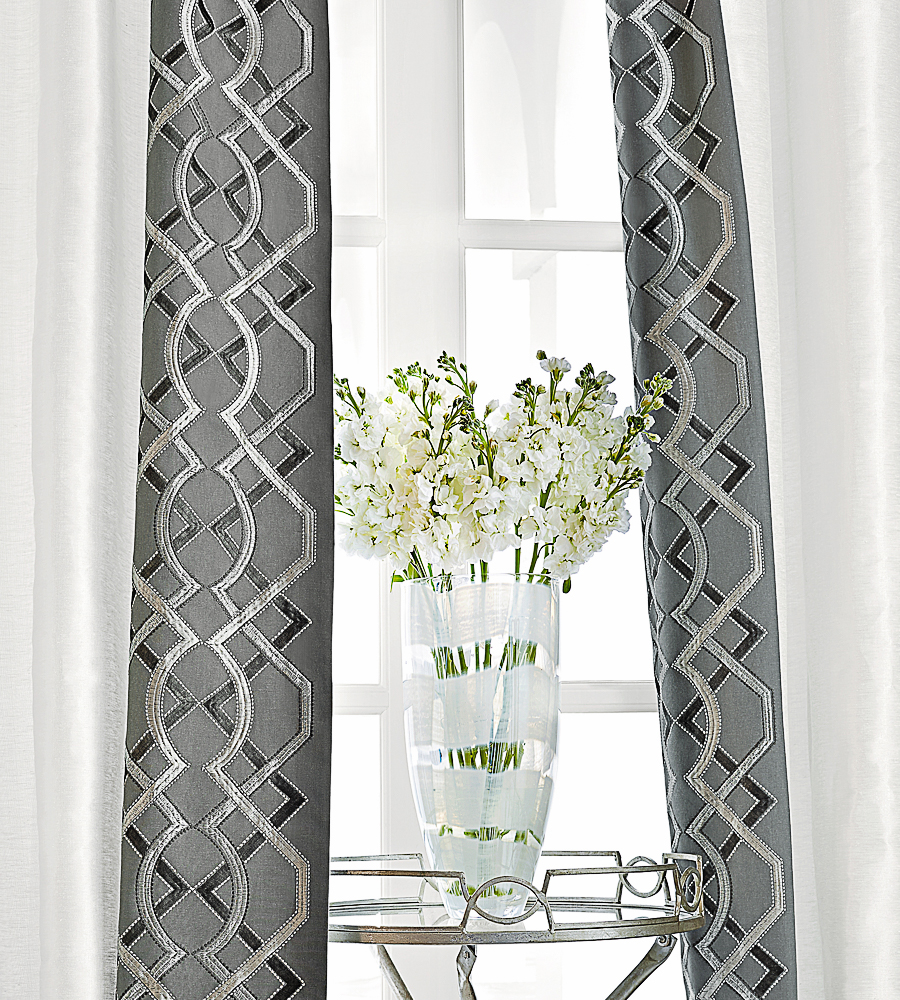 Bergman Embroidery Grey fabric Natural Glimmer Anna French