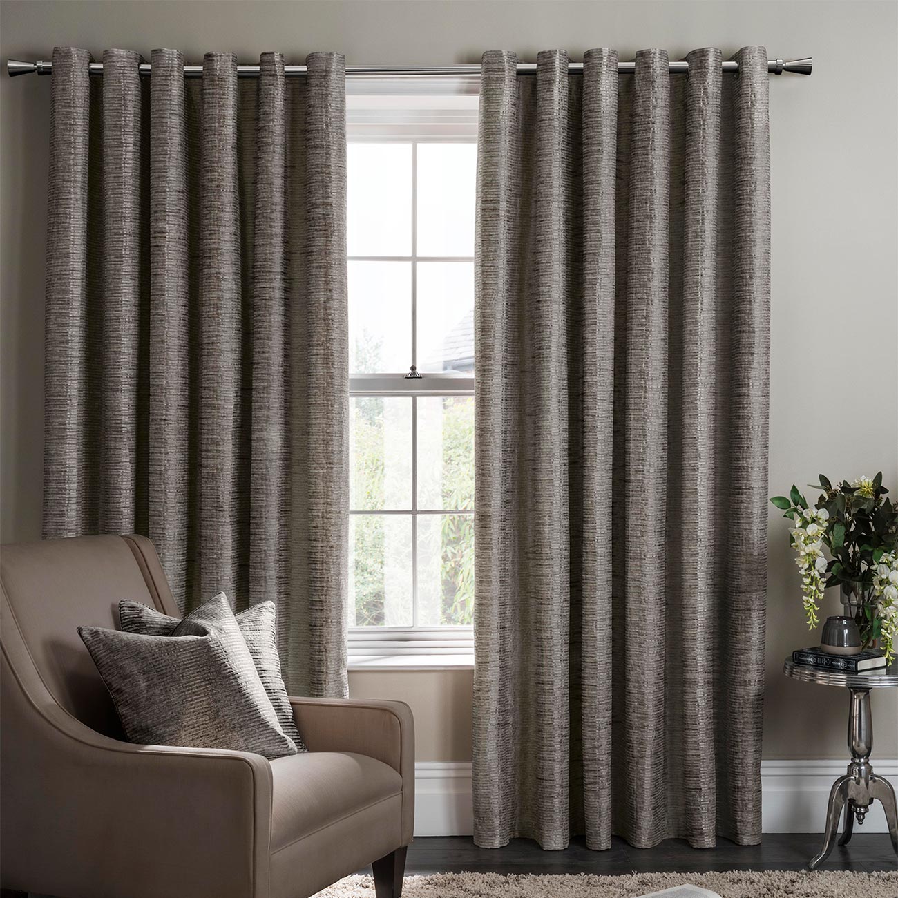 Campello Charcoal Eyelet Curtains Studio G Readymade Curtains