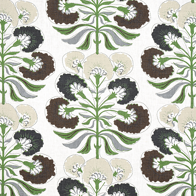 Tybee Tree Black and Green fabric Kismet Fabrics Thibaut