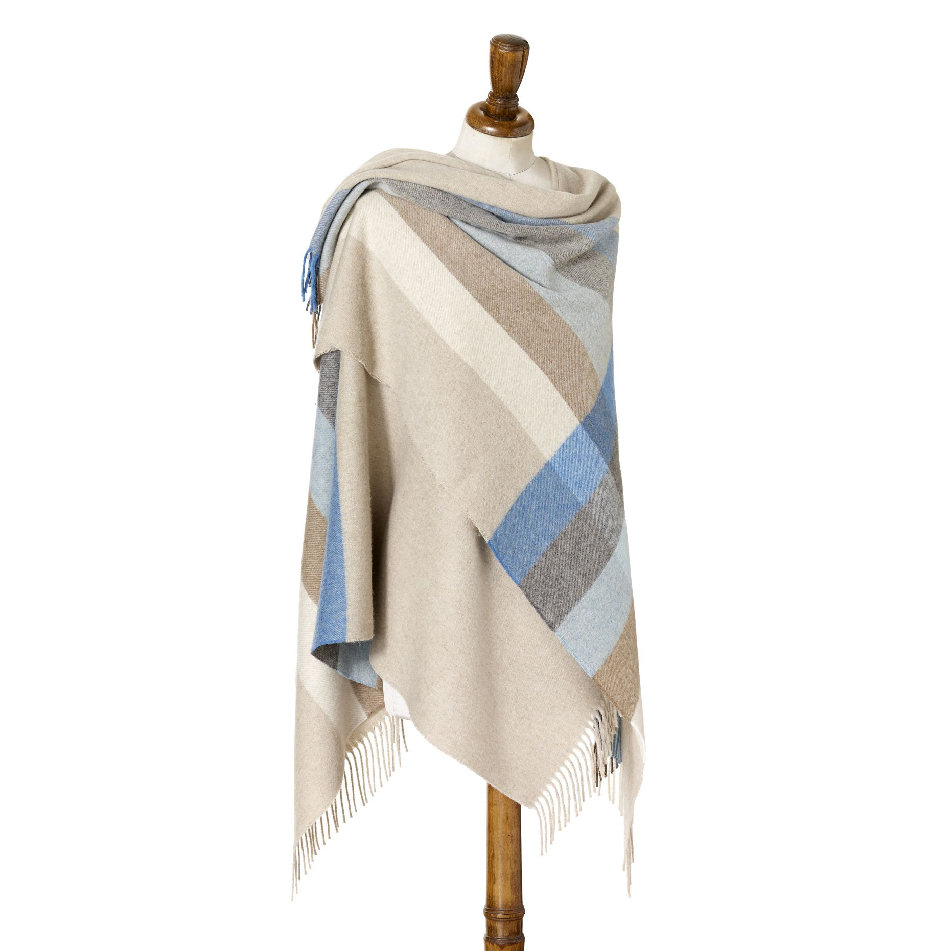 Stripe Aqua/Natural Mini Ruana Bronte by Moon Mini Ruana Wraps