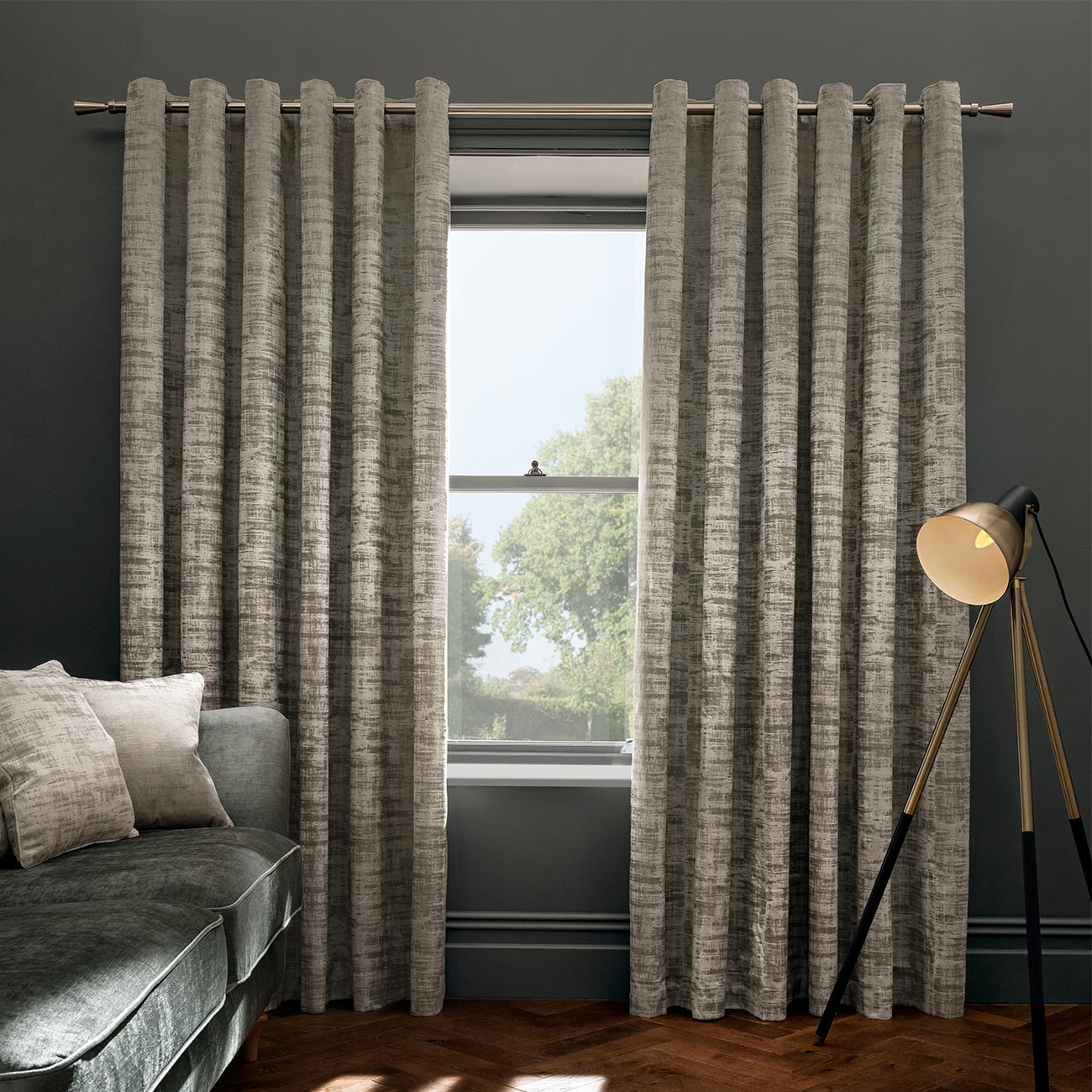 Naples Stone Eyelet Curtains Studio G Readymade Curtains