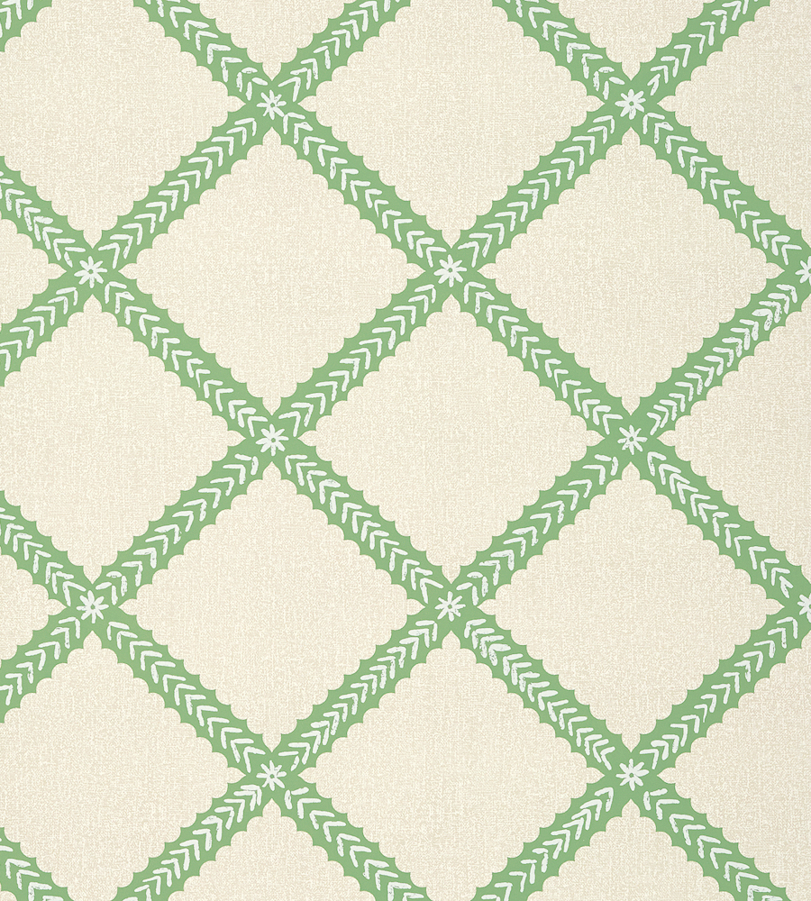Majuli Trellis - Green wallpaper | Trade Routes Wallpaper | Thibaut