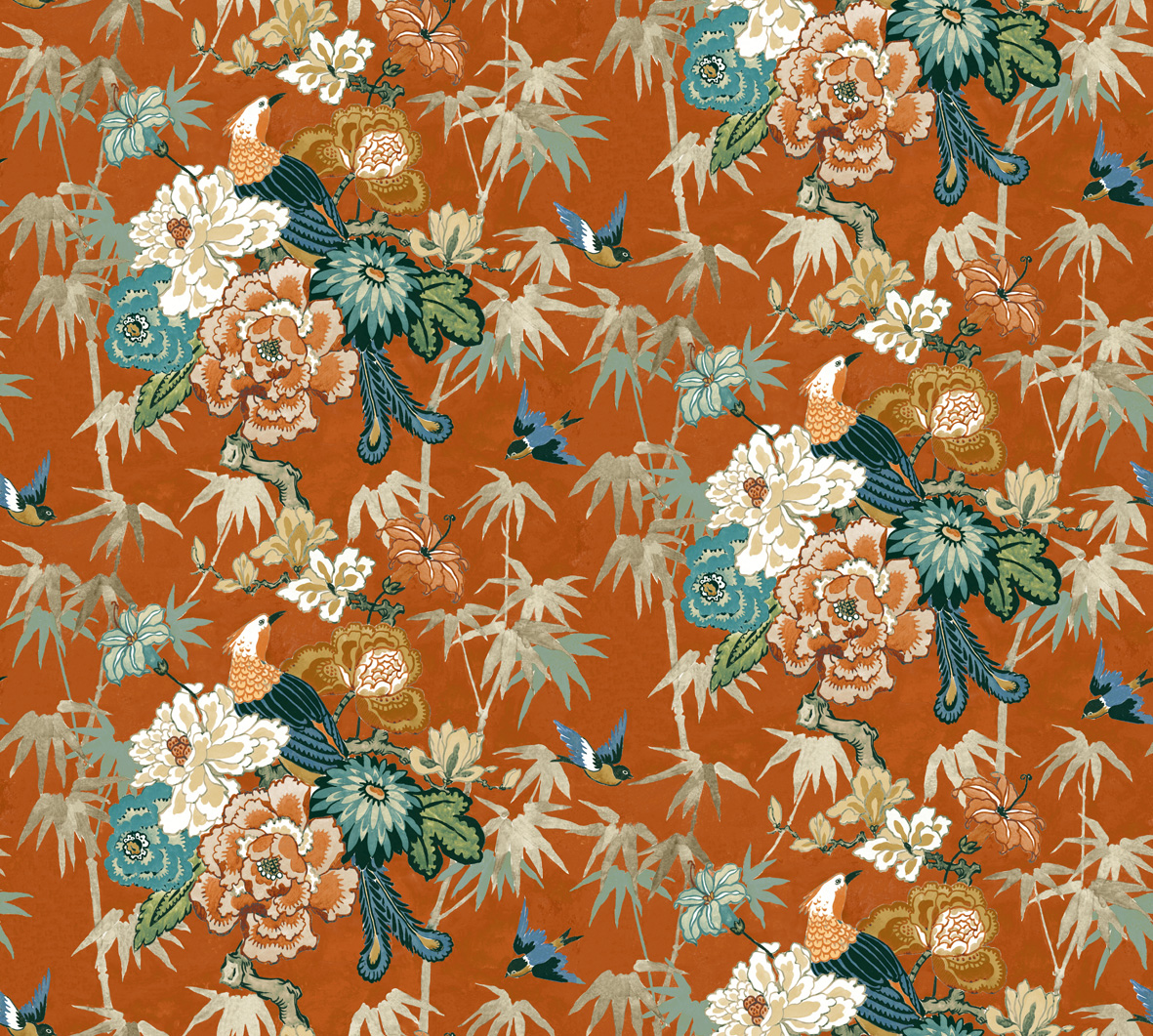 Maluku Burnt Orange fabric Tropicals Arley House